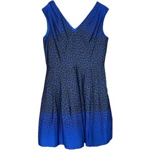 Ann Taylor LOFT A Line Dress Sz 14, Blue Black Ombré, Sleeveless, Lined, To Knee